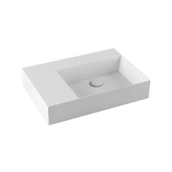 Lavabo sospeso o d'appoggio 65 cm con ripiano laterale a sinistra - Elegance Squared