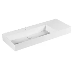 Lavabo sospeso o d'appoggio monoforo 122 cm con piano laterale a destra - Elegance Squared