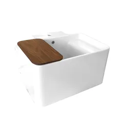Lavabo sospeso monoforo 60x50 cm in ceramica bianca lucida - Anfibio