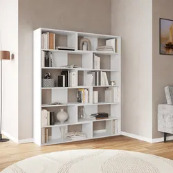 Libreria 157x178h cm bianco con configurazioni multiple - Kantiko