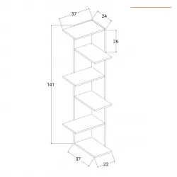 Libreria ad angolo 37x141h cm in legno bianco 5 ripiani - Kantiko