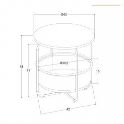 Tavolino contenitore 42 cm in metallo nero con piano in legno - Monroe