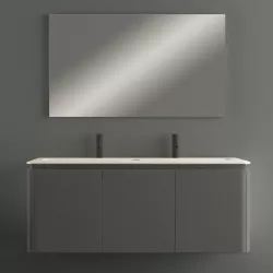 Mobile sospeso 140 cm grigio granito con lavabo e specchio - Grent