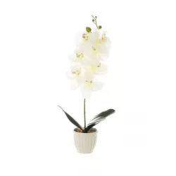 Pianta artificiale di orchidea 60h cm con vaso in porcellana bianco