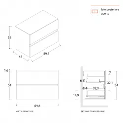 Lavabo mensola 80x46 cm in HPL rovere boemo per bagno moderno - Jalama