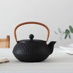 Teiera 16x18h cm in ghisa nero con decorazioni e manico