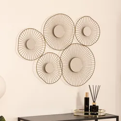 Decorazione da parete 79 cm con 5 specchi in metallo oro
