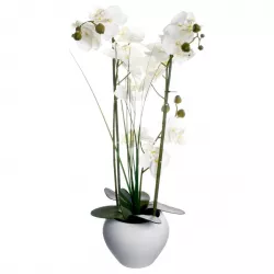 Orchidea artificiale 50h cm in vaso di gres bianco