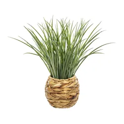 Pianta artificiale mazzo di erba 48h cm in vaso intrecciato