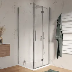 Box doccia 80x85 cm a soffietto vetro anticalcare trasparente profilo cromo 195h - Flexy