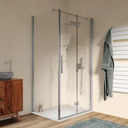 Box doccia 80x105 cm a soffietto vetro anticalcare trasparente profilo cromo 195h - Flexy