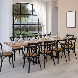 Tavolo allungabile 200-300x90 cm piano in legno di acacia 26 mm e gambe a U 5x5 in metallo nero - Freia Stone