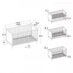 Culla per bambini in legno rovere sonoma - Marega