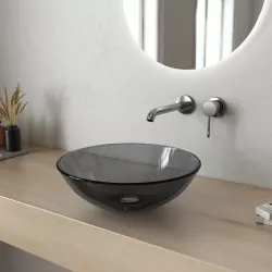 Lavabo da appoggio Ø 39 cm in vetro antracite - Esme