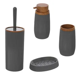 Set 4 accessori da bagno da appoggio in resina grigio - Maldiva