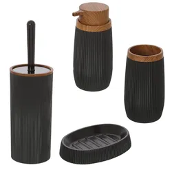 Set 4 accessori da bagno da appoggio in resina nero - Maldiva