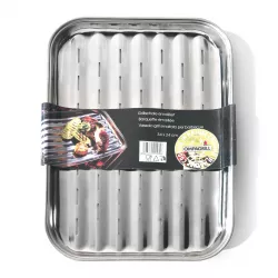 Griglia acciaio inox, graticola inox per barbecue + forchettone