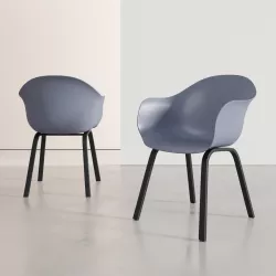 Set 2 sedie in polipropilene antracite con gambe nere - Holmen