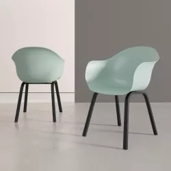 Set 2 sedie in polipropilene verde chiaro con gambe nere - Holmen