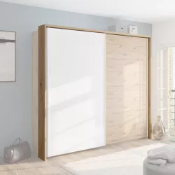 Armadio 250x223h cm con due ante scorrevoli bianco opaco e antracite - Alen