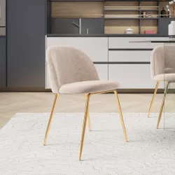 Sedia in velluto beige con gambe oro - Melt