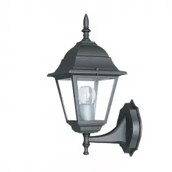 Lampione alto da giardino moderno metallo nero tre diffusori lanterna vetro  bianco ip44 - 5F38