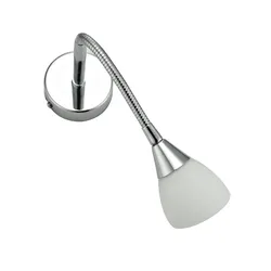 Lampada applique 42 cm in metallo cromo e vetro satinato