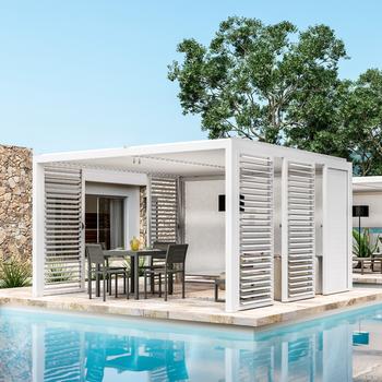 Pergola Gazebo 3x4m Con Tetto Scorrevole - Grigio Per Giardino - Foto 4