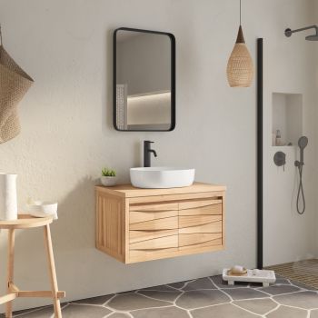 Mobili Bagno sospesi in legno mindi con ante e cassetti