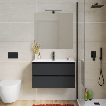 Mobile bagno sospeso 80 cm con ante e cassetti carta da zucchero