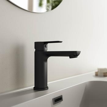 Rubinetto Bagno Con Display LED Temperatura - Monocomando, Ottone Nero, Bocca 130 Mm