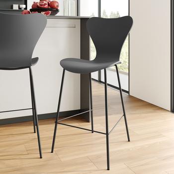 Set Di 2 Sgabelli Da Bar Regolabili Furologee Con Schienale - Altezza 61 Cm, Gambe In Metallo, Seduta In Truciolare, Per Cucina E Isola, Colore Nero