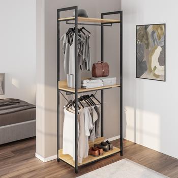 Appendiabiti Da Terra Galan De Notte - In Legno E Metallo, Colore Wenge, 114 Cm Di Altezza, Con Vassoio