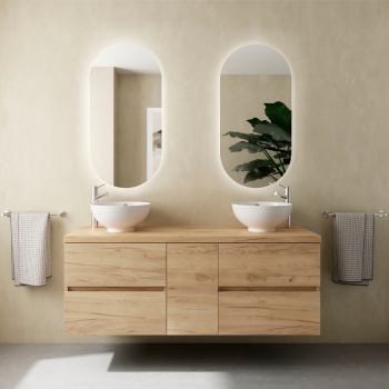 Mobile bagno sospeso 100 cm rovere africa con specchio - Yamir