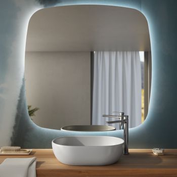 Specchio bagno filo lucido 60x60 cm con lampada led