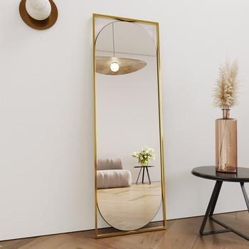 Specchio Da Terra 162x53cm,Specchio Da Parete Moderno Rettangolare Con Cornice oro,Specchio Grande Da Terra O Appendere a Parete in Lega Di Alluminio E Ganci,Grande Specchio per Bagno,Soggiorno