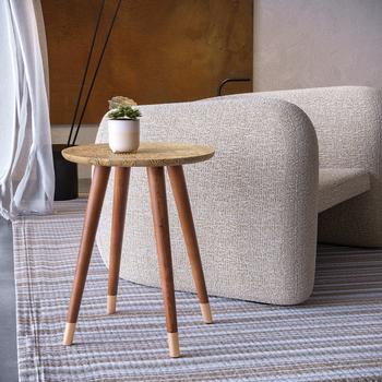 Tavolino Legno 30x30 Cm Con Decorazione - Bianco/Naturale Per Salotto - Foto 5