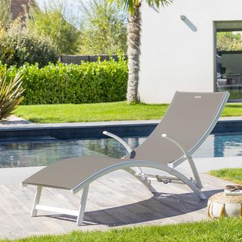 Lettino pieghevole da giardino Bari con parasole 210 x 60 x 81 cm