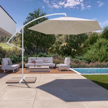 Ombrellone Giardino BAKAJI 3x3m - Palo Decentrato, Acciaio Inox, Poliestere UV, Apertura A Manovella - Foto 8