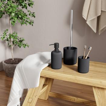 AJEUNGAIN Set Bagno Accessori Completo Rosa, Set Accessori Bagno Moderno Include Cestino Bagno, Portaspazzolino, Set Scopino WC E Dispenser Sapone, Vassoio Da Vanity (Rosa - 6