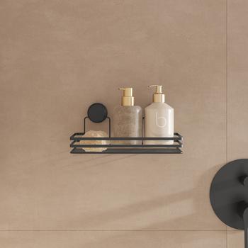 Cestino Doccia A 2 Scomparti Com-four - Grigio 36x25 Cm - Con Ganci Regolabili - Per Gel E Accessori - Foto 7