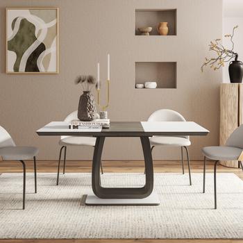 Tavolo Da Pranzo Rettangolare 80x140 Cm – Design Rovere E Nero Con Gambe Incrociate In Ferro, MDF E Metallo, Carico 130 Kg, Montaggio Richiesto
