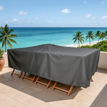 Copertura Tavolo Esterno Impermeabile 190x150x105cm - Tessuto Oxford 420D, Antivento E Antipolvere Per Tavoli E Sedie Da Giardino