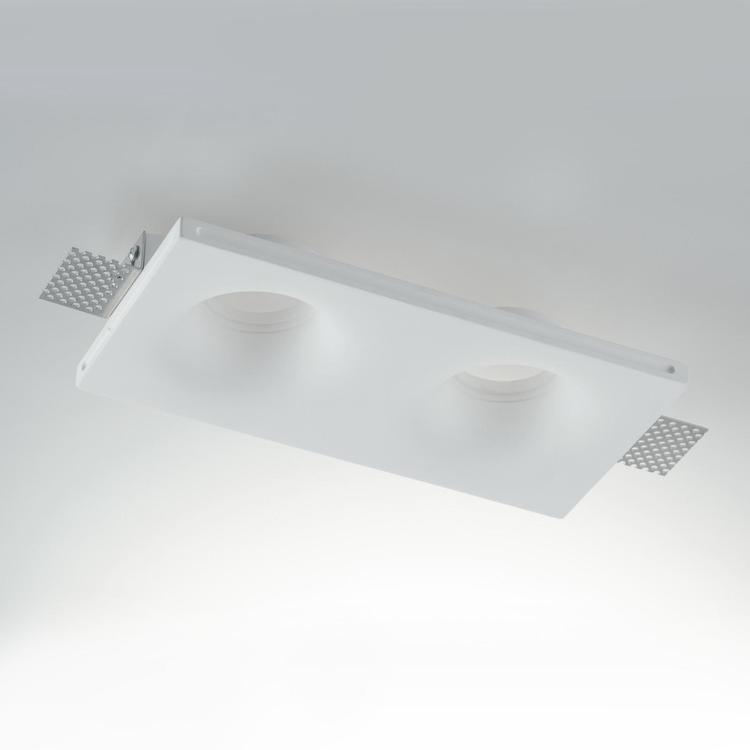 Porta Faretto Ad Incasso Quadrato Acciaio Orientabile Portafaretto Per Soffitto Supporto Faretti Con Molle Foro 92 Mm Gu10 Bianco 46446606
