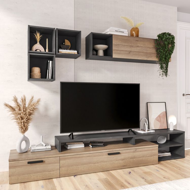 Arredodacasa.com Parete Attrezzata Soggiorno Moderna Dotata di Pensili  Sospesi Mobile per TV e 2 Mensole Disponibile in 12 Combinazioni di Colori  PAP46 (Bianco e Rovere) : : Casa e cucina