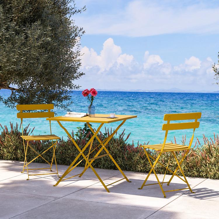 2 Sedie Da Bistrò Pieghevoli In Ceramica Terracotta - Per Giardino, Balcone, Design Mosaico - Foto 4