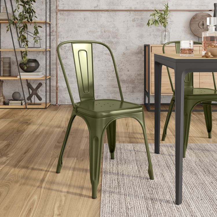 Set Di 2 Sedie Da Pranzo Moderne Imbottite - Schienale Alto, Tessuto Verde, Gambe In Metallo - Per Cucina, Soggiorno, Sala Da Pranzo