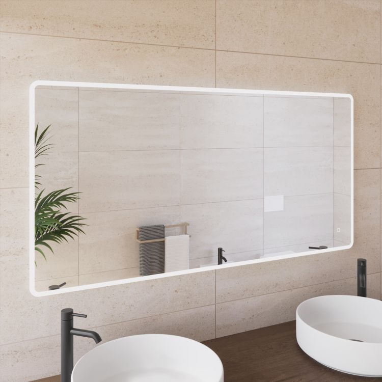 Specchio da Bagno Specchio da parete per bagno, specchio LED a mezza luna  Specchio intelligente dimmerabile Specchio decorativo per bagno con luci