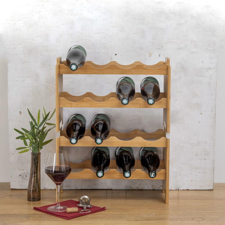 Portabottiglie per 12 bottiglie di vino, legno di pino, - RTA
