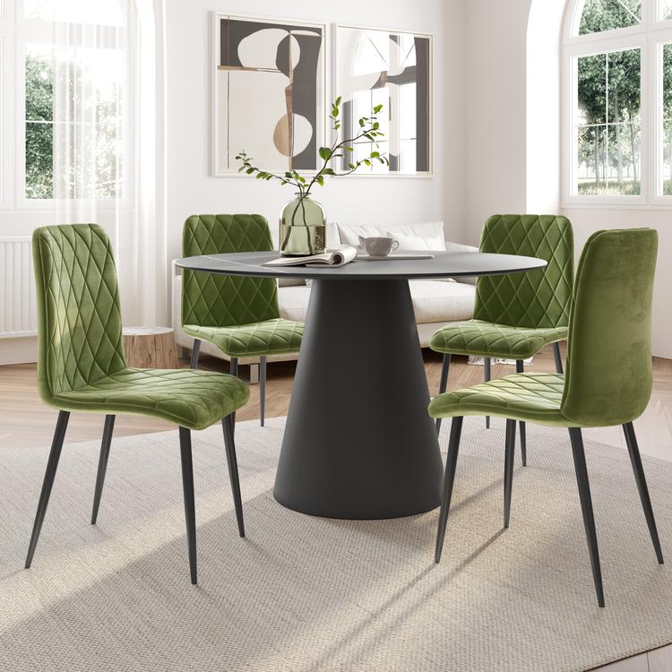 Set di 4 sedie da sala da pranzo poltrone soggiorno imbottite verde salvia